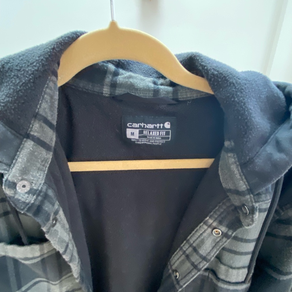 Carhartt Men's Black and Gray Checkered Shirt Jacket